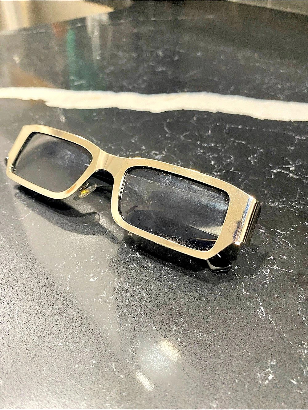 Silver & Black Rectangular Glasses